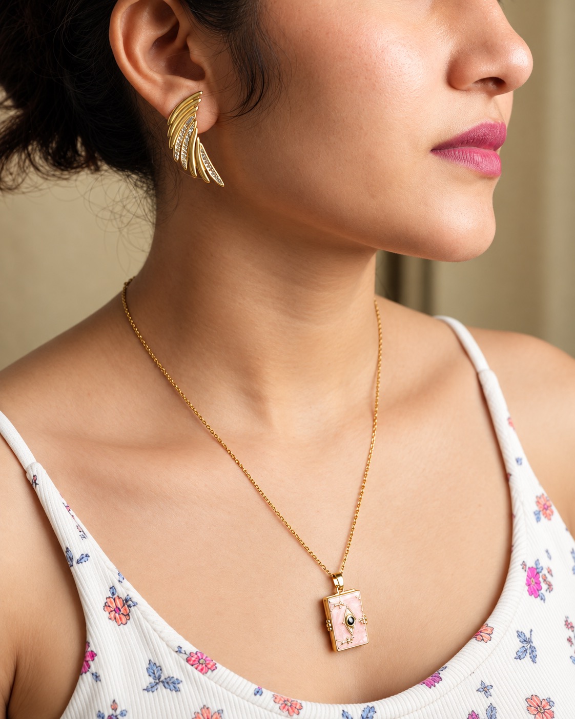 Demi fine 18K Gold Plated Eagle Wing Dangle Earrings – Falcon — POKA demi-fine jewellery (view 2)