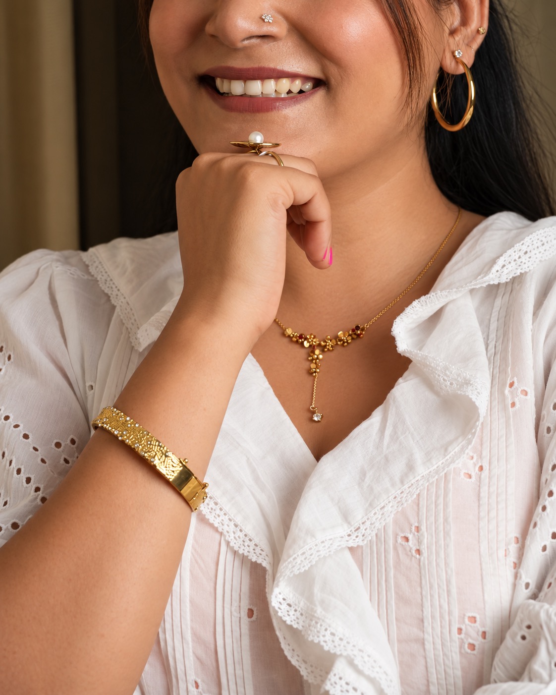 18K Gold Plated Plain Gold Hoops – Aurelia — POKA demi-fine jewellery (view 3)
