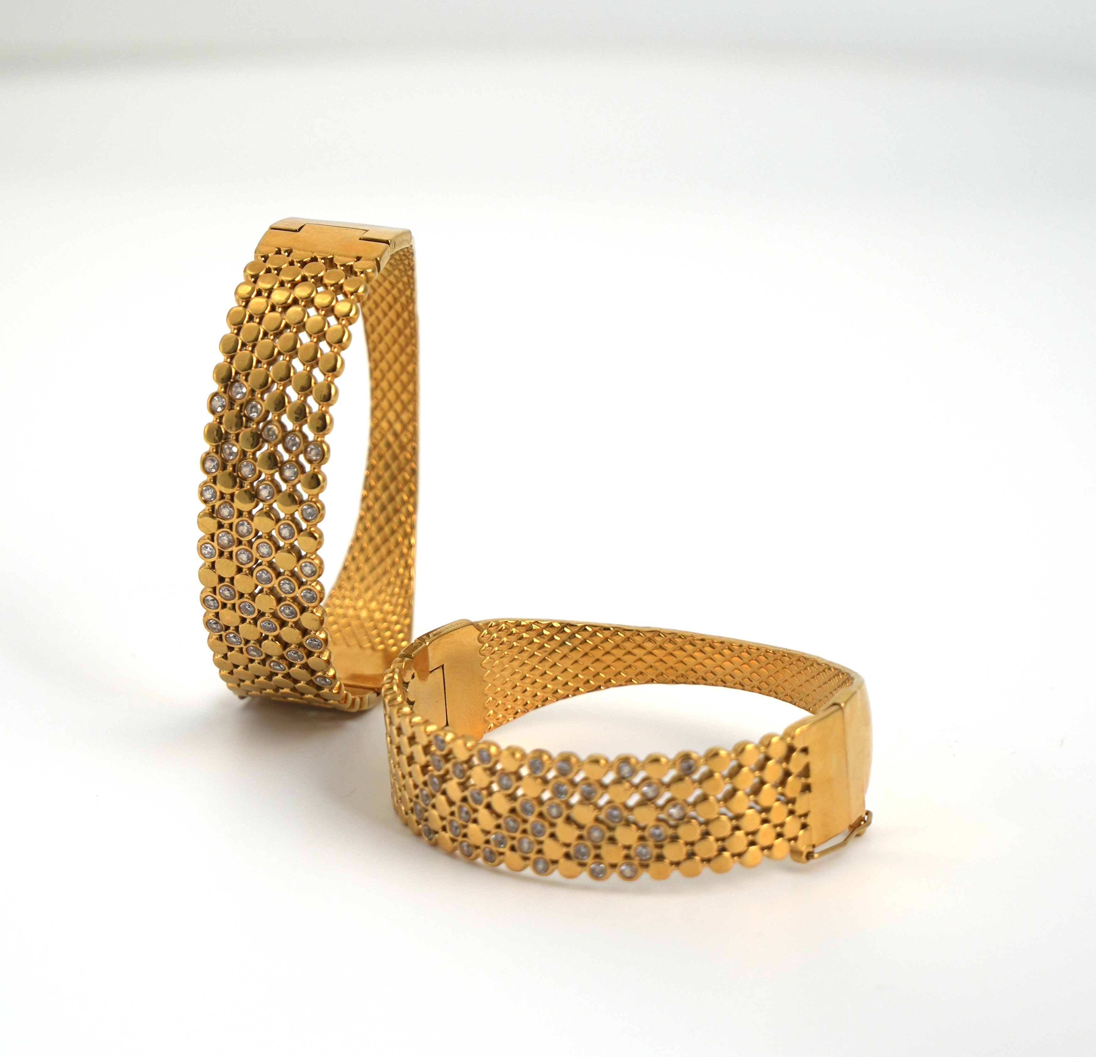 18K Gold Plated Crystal Mesh Bracelet – Zoya — POKA demi-fine jewellery (view 3)