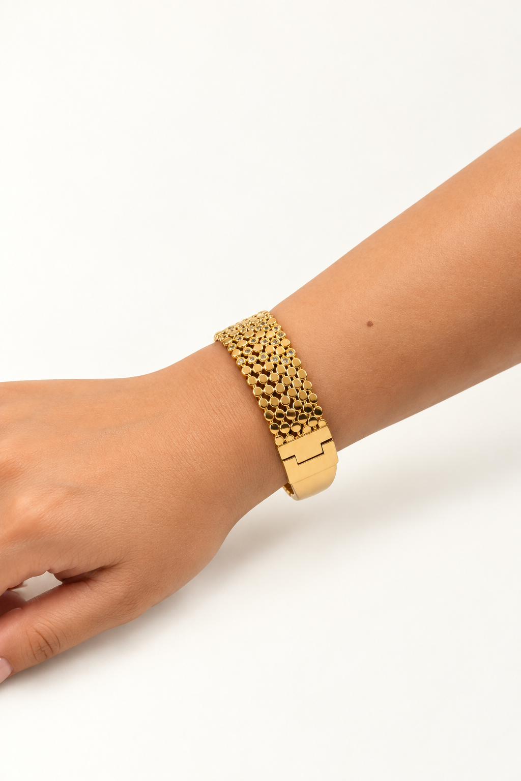 18K Gold Plated Crystal Mesh Bracelet – Zoya — POKA demi-fine jewellery (view 2)