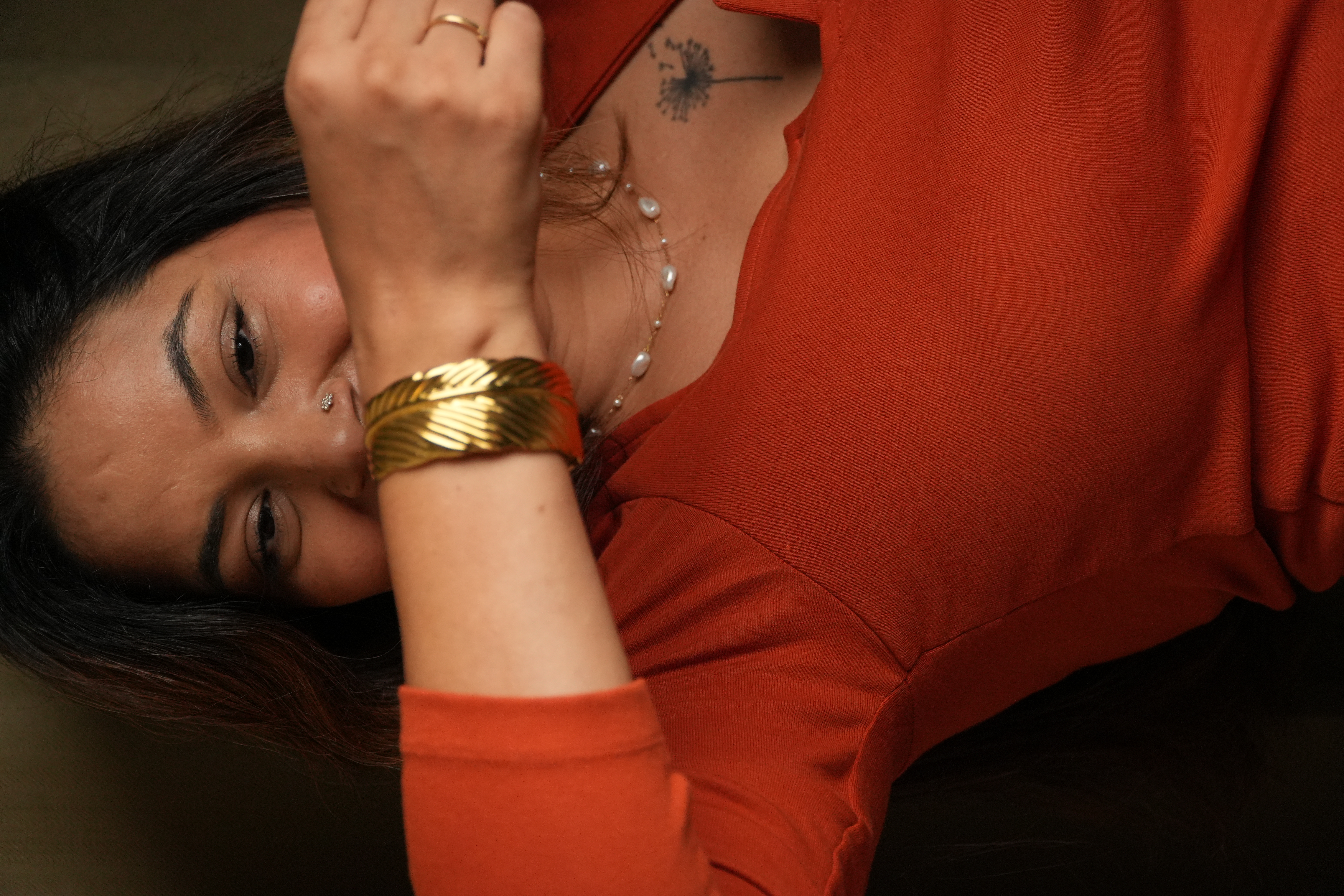 18K Gold Plated Twisted Rope Cuff Bangle – Aurelia — POKA demi-fine jewellery (view 2)
