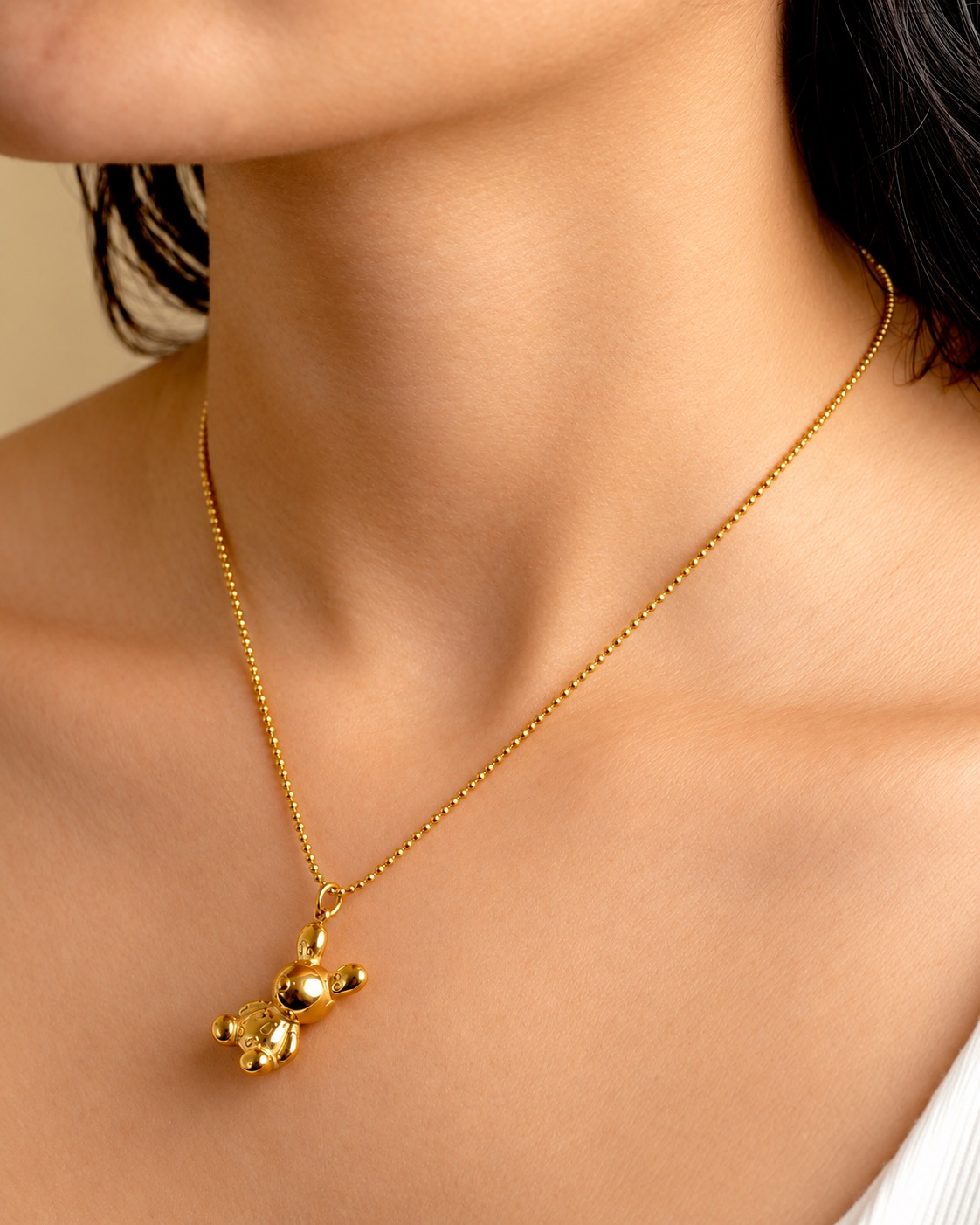 18K Gold Plated Teddy Pendant Necklace – Teddy Love — POKA demi-fine jewellery (view 2)