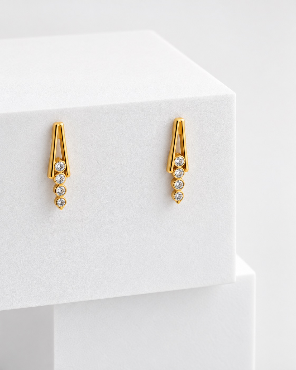 Demi fine 18K Gold Plated Minimal Dangle Earrings – Elara — POKA demi-fine jewellery (view 2)