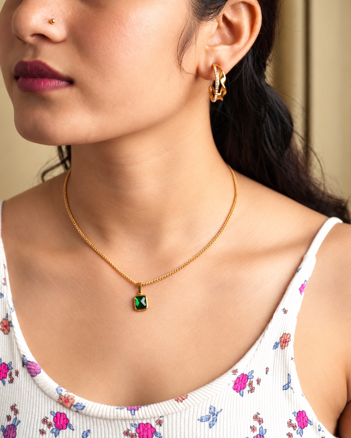 Demi-Fine 18K Gold Plated Diamond-Style Circle Earrings – Infinity Twist — POKA demi-fine jewellery (view 3)